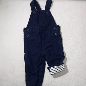 Baby GAP Navy Blue Overalls with Striped Lining Size 12-18 Months